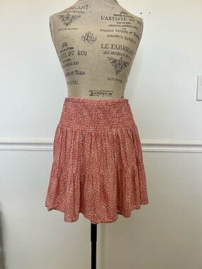 URBAN Romantics Coral Pink Floral Smocked Skater Skirt